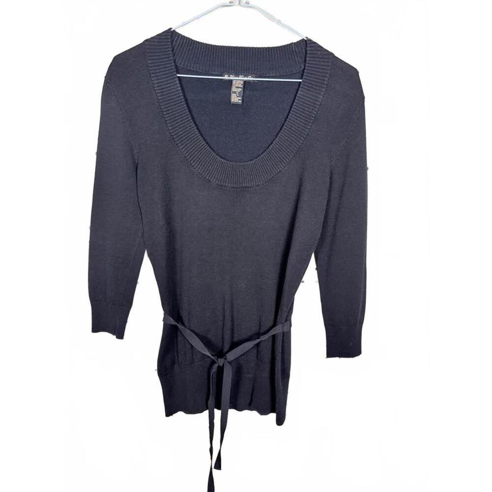 Forever Twenty One Black Sweater Top with tie around waist size M